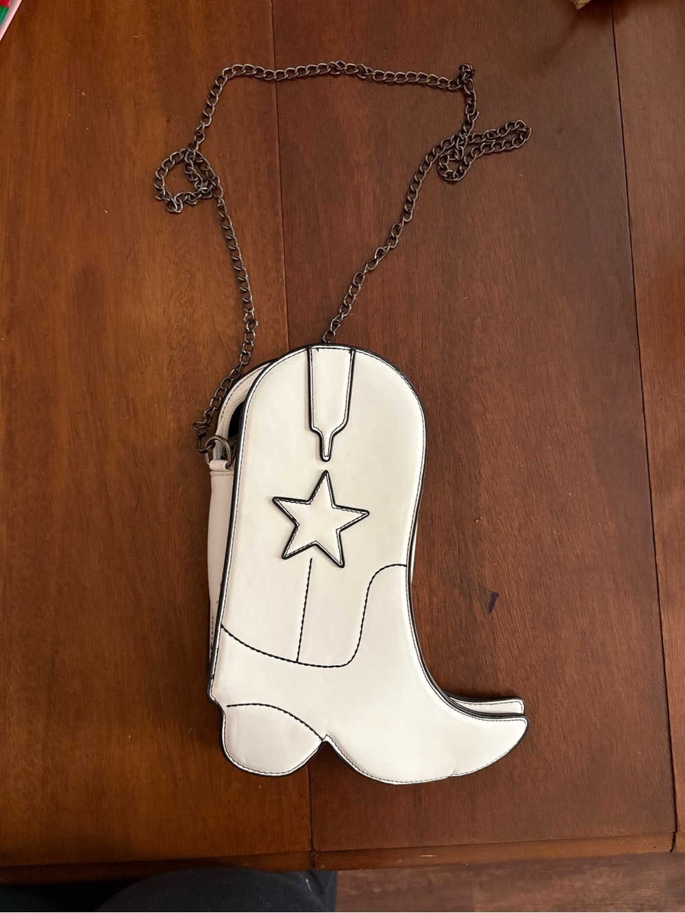 White Cowboy Boot Crossbody Bag with Star Accent